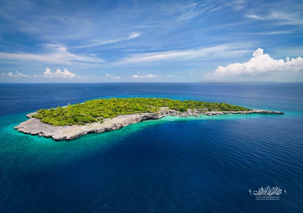 Aerial view of an island in Bira, South Sulawesi